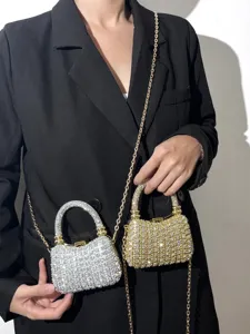 Glitzernde Strass Abendtasche fur Damen Mini Umhangetasche mit Kette modisch chic
