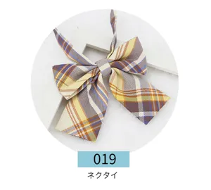 JK school style plaid bow tie, Japanese campus fashion ribbon necktie for women and girls.