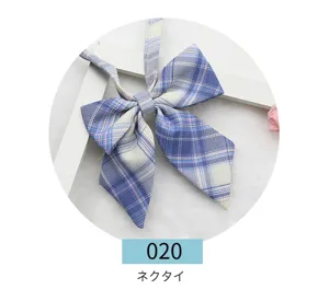 Blue plaid JK uniform bow tie, Japanese style pointed collar bow for daily sailor suits.