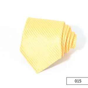 Classic yellow striped men's necktie, business formal wear tie accessory for professional office use.