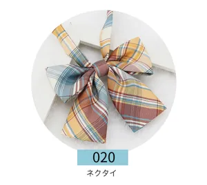 JK plaid bow tie, Japanese campus style large wing bow for women, sweet tartan necktie detail.