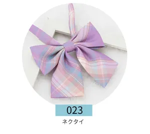 Japanese style JK plaid bow tie for women, sweet cute fabric necktie ribbon accessory