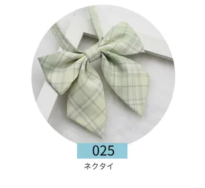 Green plaid JK uniform bow tie preppy style sharp corner necktie for daily wear and cosplay