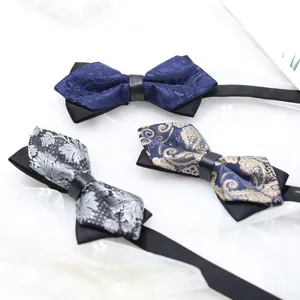 Men's business formal wedding bowtie set featuring classic paisley and floral patterns.