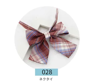 JK plaid bow tie for women, Japanese school style pre-tied ribbon collar accessory.