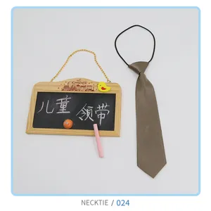 Kids fashion solid color polyester necktie with elastic band, cute accessory for boys and girls.