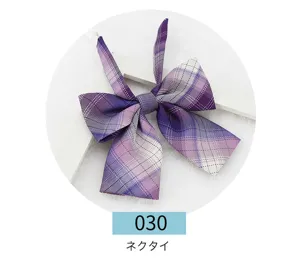 Japanese style purple plaid uniform bow tie, lovely school girl necktie accessory.