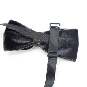 Nœud papillon en velours noir pour homme, sangle réglable, accessoire de costume.