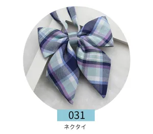 Japanese JK uniform plaid bow tie, sharp angle sailor ribbon for daily cosplay fashion.