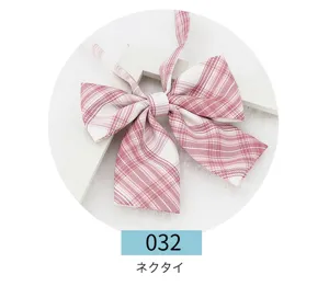 Pink and white plaid JK uniform bow tie sweet Japanese style cute necktie accessory