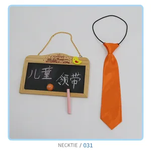Orange children necktie with elastic band, cute baby fashion solid color tie for boys girls.