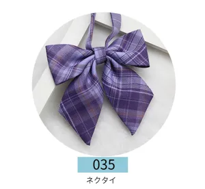 Purple plaid JK uniform bow tie, Japanese sailor suit collar accessory for daily college style.