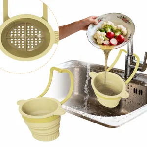 Collapsible Silicone Colander Foldable Kitchen Sink Strainer Vegetable Fruit Draining Basket Portable Kitchen Organizer