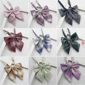 Japanese Preppy Style JK Uniform Plaid Bow Tie Polyester Silk Sailor Suit Collar Flower Cute Academy Bow Accessories
