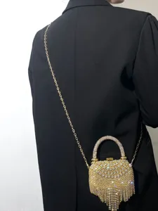 Luxus Strass Fransen Abendtasche, glitzernde Kristall Schulter Umhängetasche für Damen