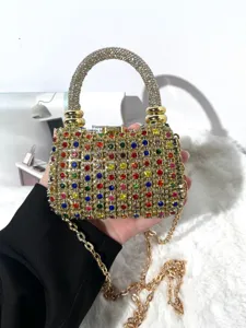 Damen Strass Abendtasche Luxus Kristall Clutch Umhängetasche mit modischer Kette.
