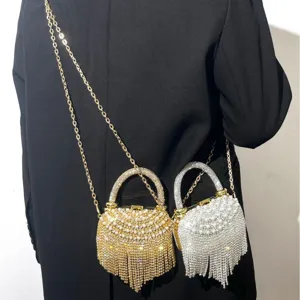 Glitzer Strass Quasten Abendtasche Damen Luxus Schulter Umhängetasche Party Handtasche Clutch