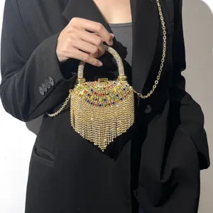 Glitzernde Fransen Abendtasche, elegante Strass Schultertasche, schicke Party Handtasche.