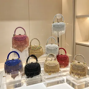 Atemberaubende Strass-Fransen-Abendtasche, elegante Luxus-Party-Umhängetasche für Damen.