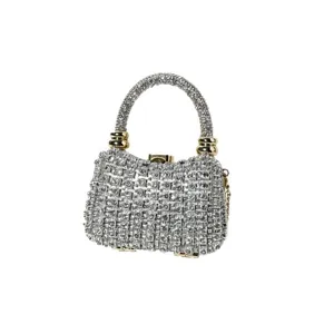 Glitzernde Strass Abendtasche für Damen, elegante Kristall Handtasche mit goldener Hardware.