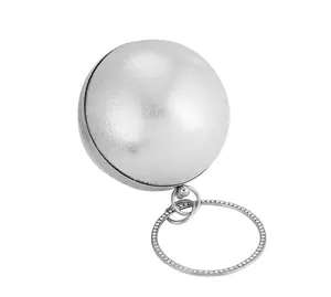 Sac de soirée sphérique argenté avec poignée anneau strass élégant sac boule en métal chic