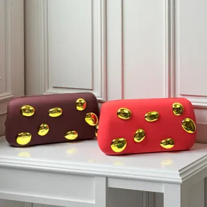 Elegante Acryl Handy Clutch Tasche mit goldenen metallischen Kieselsteinen Damen Accessoire