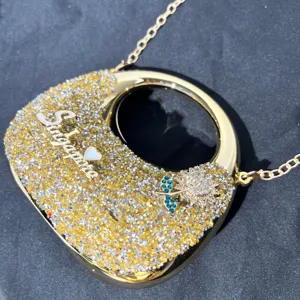 Strass Handtasche Anhänger Halskette Kristall Mini Bag Design stilvoller Modeschmuck Damen