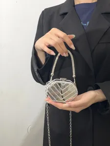 Glitzernde Acryl Mini Ketten Umhängetasche Luxus Abendtasche elegante Schultertasche.