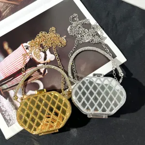 Elegante Strass Abendtasche mit Metallkette, luxuriöse modische Handtasche für Damen Anlass.