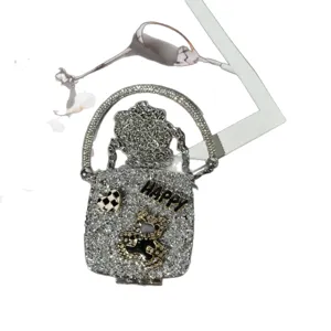 Mini Strass Acryl Abendtasche mit Kette, glitzernde Kristall Handtasche für Damen Party.