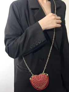 Mini Herz Strass Umhängetasche Kette für Frauen elegante Abendparty stilvoll neu