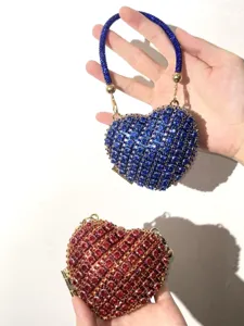 Elegante Strass Herz Abendtasche, glänzende Kristall Handtasche für Party und festliche Anlässe.