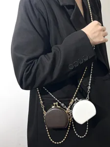 Kleine PU leer schoudertas, stijlvolle mini ketting tas voor dames en dagelijks gebruik.