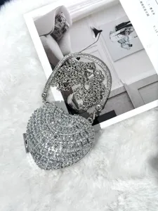 Elegante Kristall Herz Abendtasche mit Kette fuer Damen Hochzeit Party Handtasche