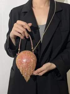 Sac de soirée strass franges, pochette cristal brillante élégante sac bandoulière fête
