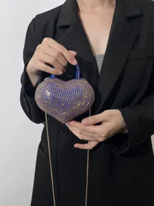 Borsa da Sera Cuore Strass Manico Acrilico Mini Borsa a Tracolla Donna Festa Prom