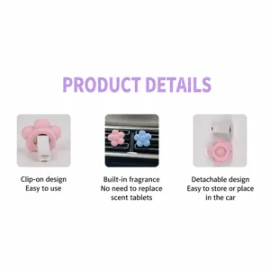 Cute silicone car air vent flower aroma clip with built-in long lasting fragrance.