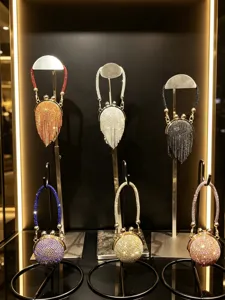 Mini Strass Kristall Kugel Umhängetasche Luxus Fransen Abendtasche für Damen glitzernde Tasche.