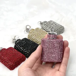 Glitzernde Strass Mini Flachmann Schlüsselanhänger Luxus Kristall Tasche Anhänger Damen
