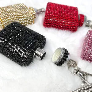 Strass Mini Flachmann Schlüsselanhänger, glänzendes Kristall Taschen Accessoire für Damen.