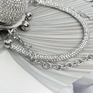 Mini Strass Kristallkugel Umhängetasche Luxus Glänzend Lippenstift Handtasche Kette