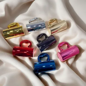 Metallische Mini Handtasche Haarklammern, glänzende Mode Haaraccessoires in vielen Farben.