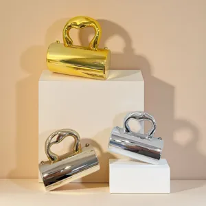 Luxus metallische Zylinder Abendtasche, stylische Acryl Box Umhängetasche mit Griff.