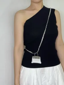 Mini sac bandoulière en PU fait main tendance de la mode sac d'épaule femme argenté