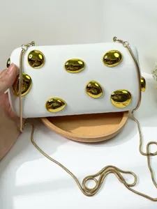 Minimalistische schicke Damen Handy Umhängetasche Acryl Clutch goldene Kieselsteine
