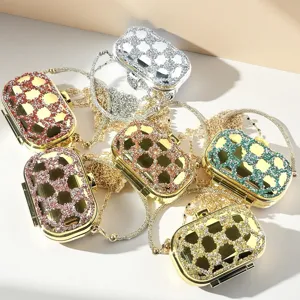 Women Rhinestone Evening Bag Luxury Acrylic Hard Shell Crossbody Bag Fashion Party Shoulder Purse Handbag