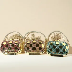 Rhinestone mini evening clutch bag acrylic metallic crossbody bag for women party purse details