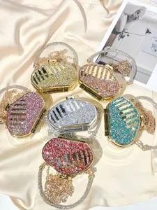 Luxury Acrylic Evening Bag Rhinestone Crossbody Chain Bag Mini Clutch Purse Metallic Frame Party Handbag For Women