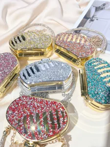 Rhinestone acrylic mini clutch bag luxury diamond chain shoulder bag lipstick earphone case