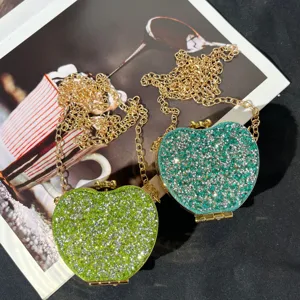 Mini Acryl Strass Abendtasche, stilvolle apfelförmige Umhängetasche mit Kette für Damen.